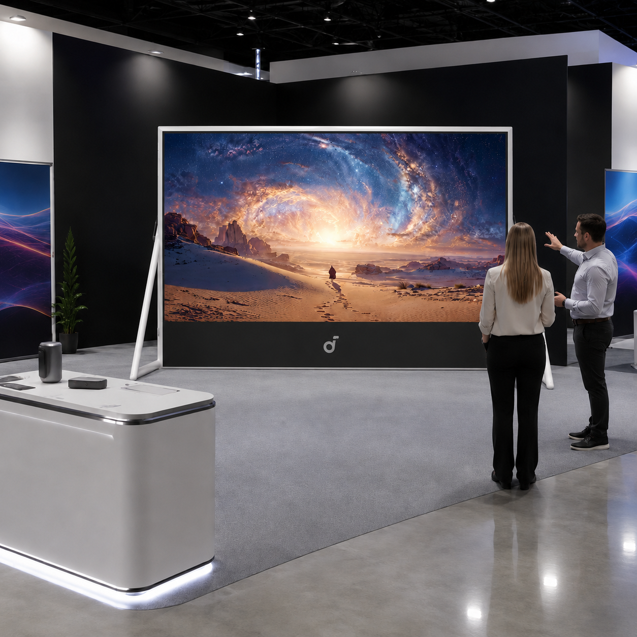 Leinwand-Projektion auf einer Messe