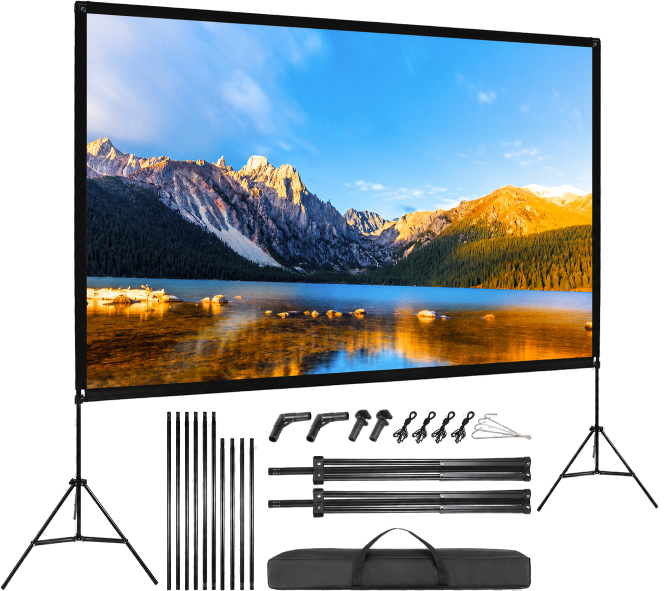 120 Zoll Rahmen-Leinwand mit Metallgestänge, Stativen und Zubehör