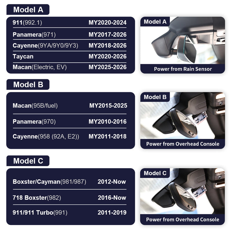 FITCAMX Dashcam für Porsche 992 / 971 / 9YA / 9Y0 / 9Y3 / Taycan