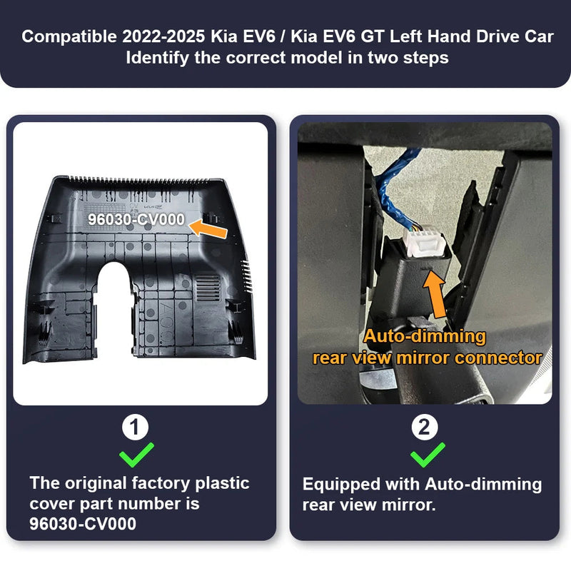 FITCAMX Dashcam für 2022-2025 Kia EV6 / Kia EV6 GT