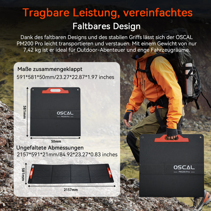 Oscal PM200 Pro Solarpanel mit 200W Leistung