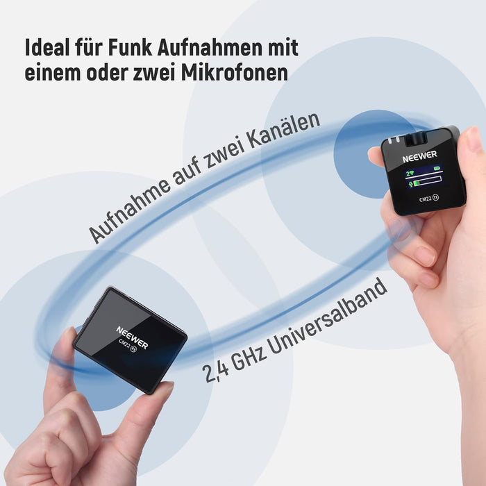 NEEWER CM22 kabelloses Lavalier Mikrofon im 2er Pack mit Lade Etui