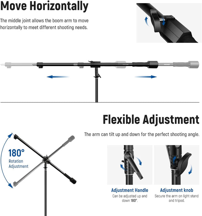 NEEWER 300cm luftgepolstertes Aluminium Lichtstativ mit Boom-Kit