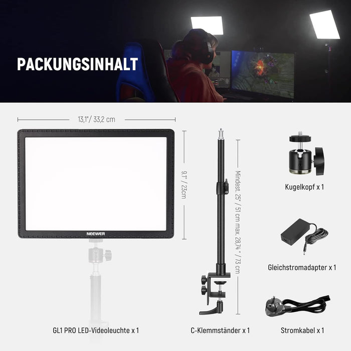 NEEWER Gl1 Pro 38x23cm Lichtpanel mit 2,4G/WLAN/Bluetooth/StreamDeck/App-Steuerung