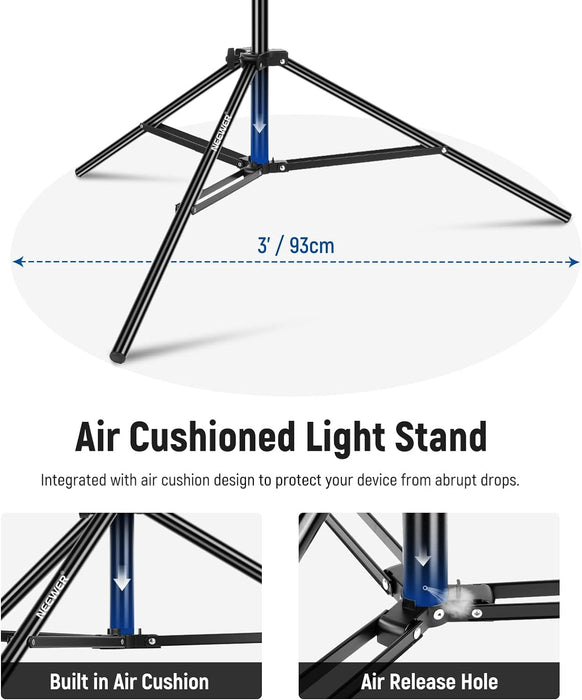 NEEWER 300cm luftgepolstertes Aluminium Lichtstativ mit Boom-Kit