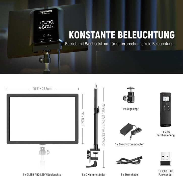 NEEWER GL25B 33cm Lichtpanel Keylight