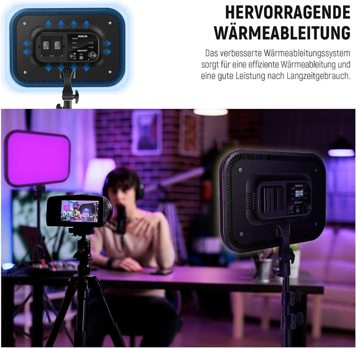 NEEWER 2×RGB168 RGB LED 46,5cm Videopanel mit 2×200CM Lampenstativ+Tragetasche