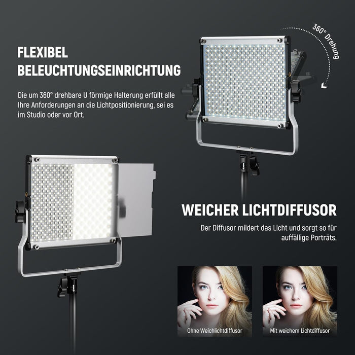 NEEWER 2×660 PRO II RGB LED Videoleuchte mit 2×200cm Lampenstativ