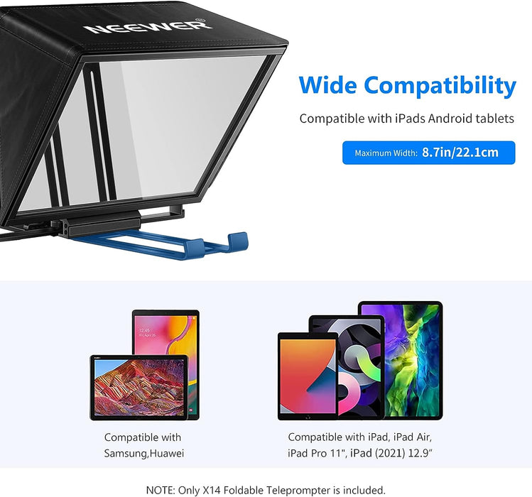 NEEWER X14 Teleprompter mit RT 110 Fernbedienung und APP Steuerung