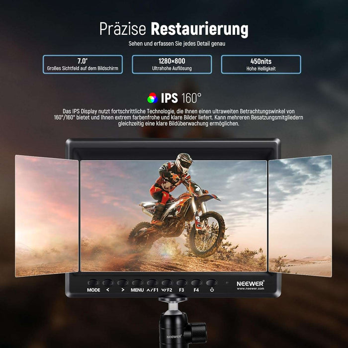 NEEWER (new) F100 7" Kamera HD Monitor mit 2600mAh Akku