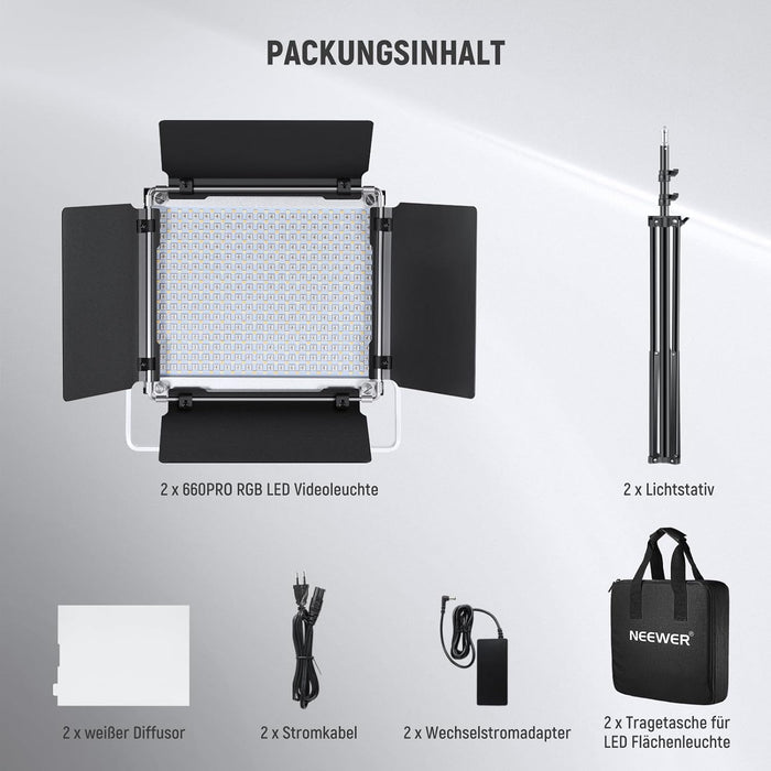 NEEWER Set 2×660 PRO RGB LED Videoleuchte