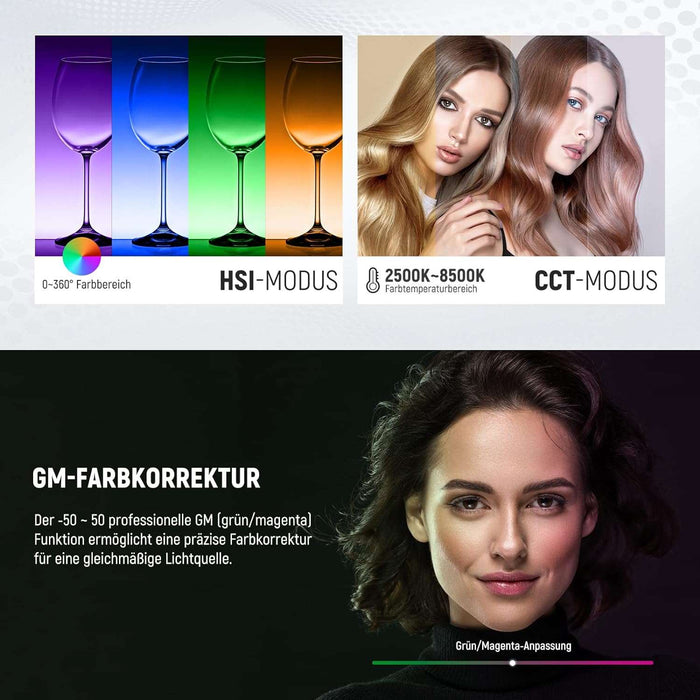 NEEWER 2er Set RGB1200 LED Videoleuchte mit APP/2,4G Steuerung