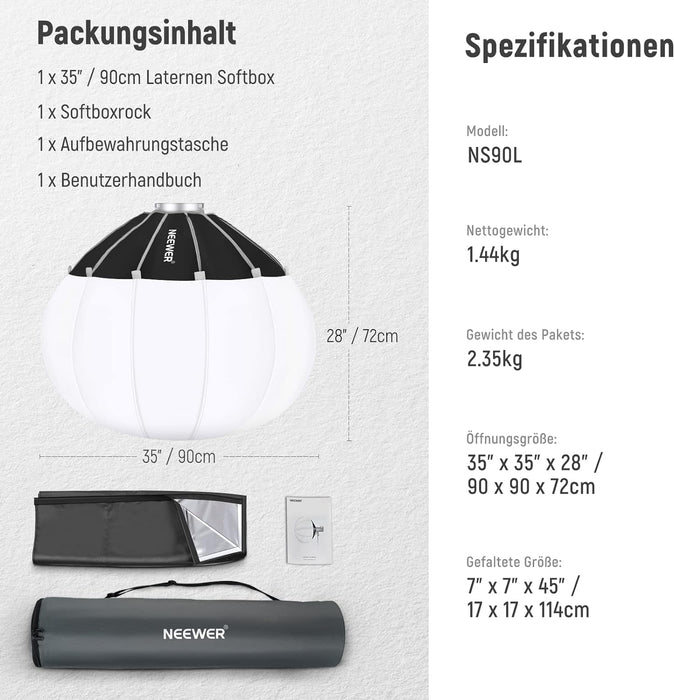 NEEWER NS90L 90cm quick release Laternen-Softbox