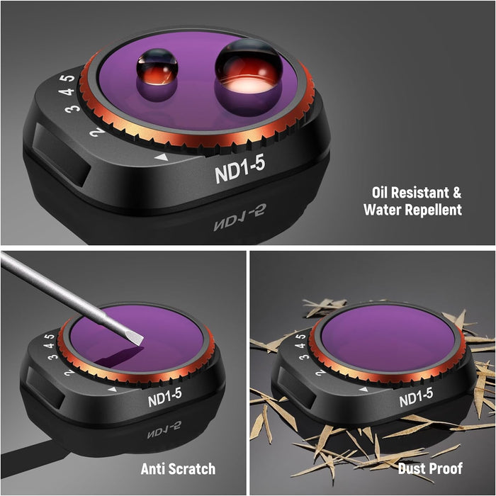 NEEWER 4 variable ND Filter Set kompatibel mit DJI Mini 3/Mini 3 Pro