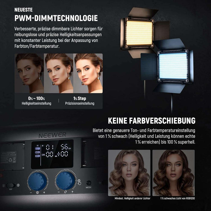 NEEWER 2er Set RGB1200 LED Videoleuchte mit APP/2,4G Steuerung