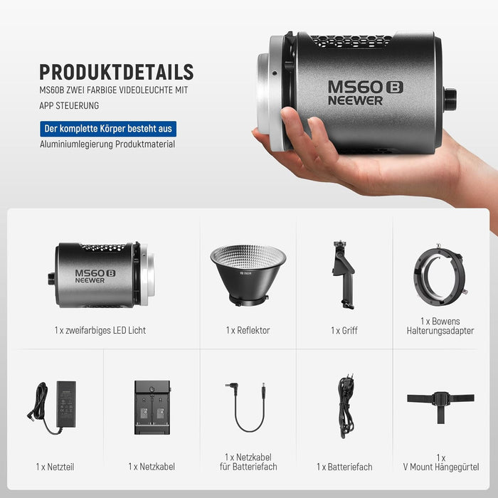 NEEWER MS60B 65W Bi-Color Videolicht