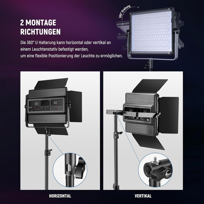 NEEWER 2er Set RGB1200 LED Videoleuchte mit APP/2,4G Steuerung