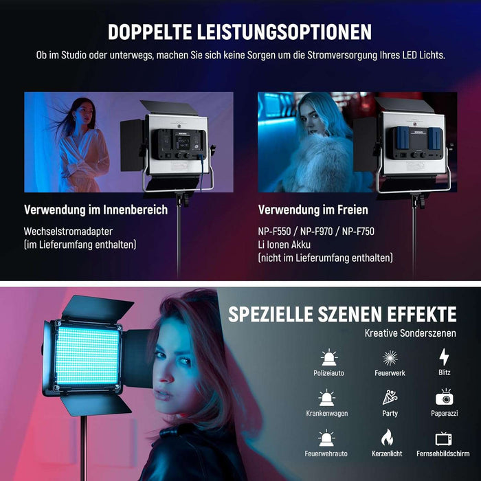 NEEWER 2×660 PRO II RGB LED Videoleuchte mit 2×200cm Lampenstativ