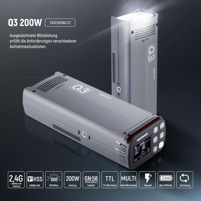 NEEWER Q3 S/C/N 200Ws 2.4G TTL HSS Blitz