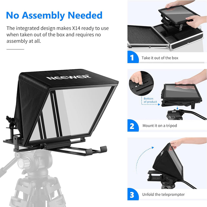 NEEWER X14 Teleprompter mit RT 110 Fernbedienung und APP Steuerung