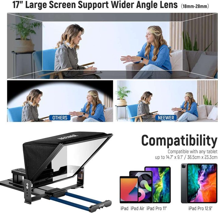 NEEWER X17 Teleprompter mit RT 110 Fernbedienung und APP Steuerung