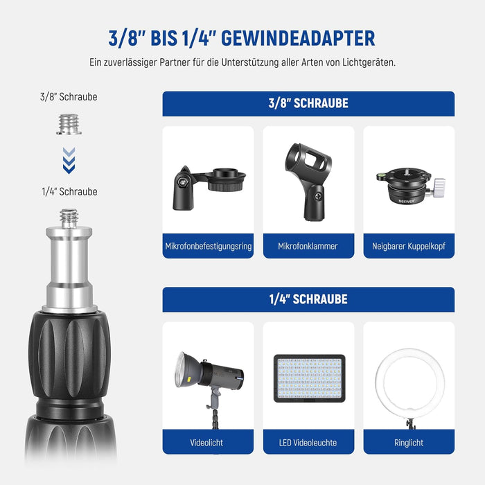 NEEWER ST250R Lichtstativ aus Kohlefaser mit um 180° umkehrbaren Beinen