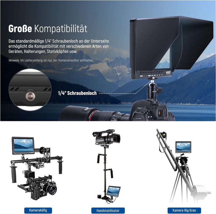 NEEWER (new) F100 7" Kamera HD Monitor mit 2600mAh Akku