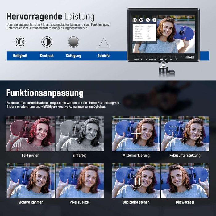 NEEWER (new) F100 7" Kamera HD Monitor mit 2600mAh Akku