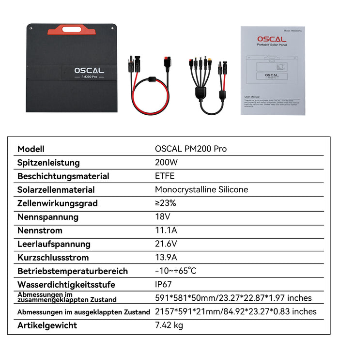 Oscal PM200 Pro Solarpanel mit 200W Leistung