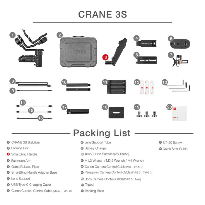 Zhiyun Crane 3S - 3-Achsen-Gimbal-Stabilisator