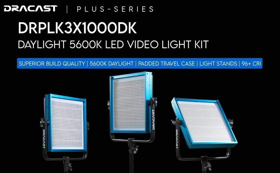 Dracast Plus Series LED1000 - Tageslicht 3er Licht-Set