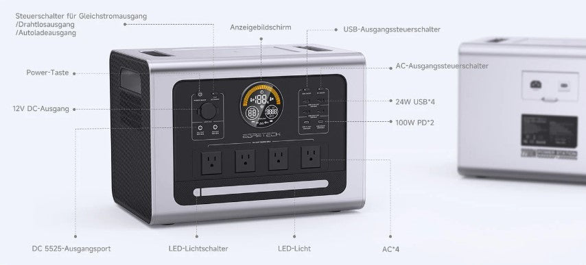 Egretech Sonic 2200W - starke Powerstation mit 2200Wh Kapazität
