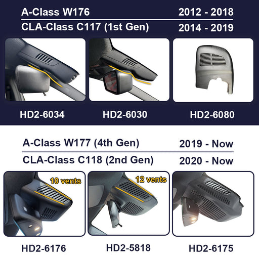 FITCAMX Dashcam für Mercedes-Benz A-Class 2012 - 2023 W176 W177 CLA-Class 2014 - 2023 C117 C118